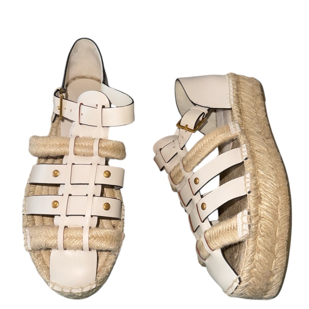 NEW Tory Burch Fisherman Platform Espadrilles Ivory Off White size10 NO BOX - Picture 4 of 7